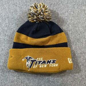 New Era NFL New York Titans Beanie Hat Pom Cuffed Knit Striped Fleece Lined OSFM
